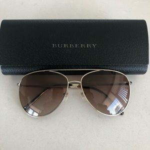 Burberry Gold Aviator Sunglasses